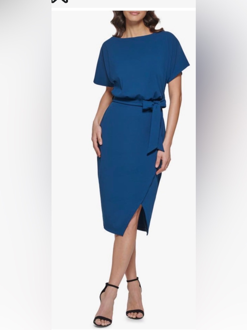 Women's Teal Blue Boatneck Dress